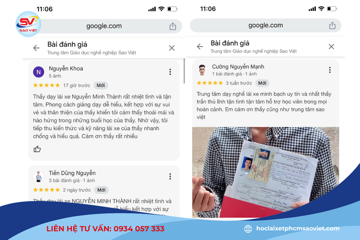 Đánh giá từ học viên cũ thể hiện sự uy tín, chất lượng của trung tâm