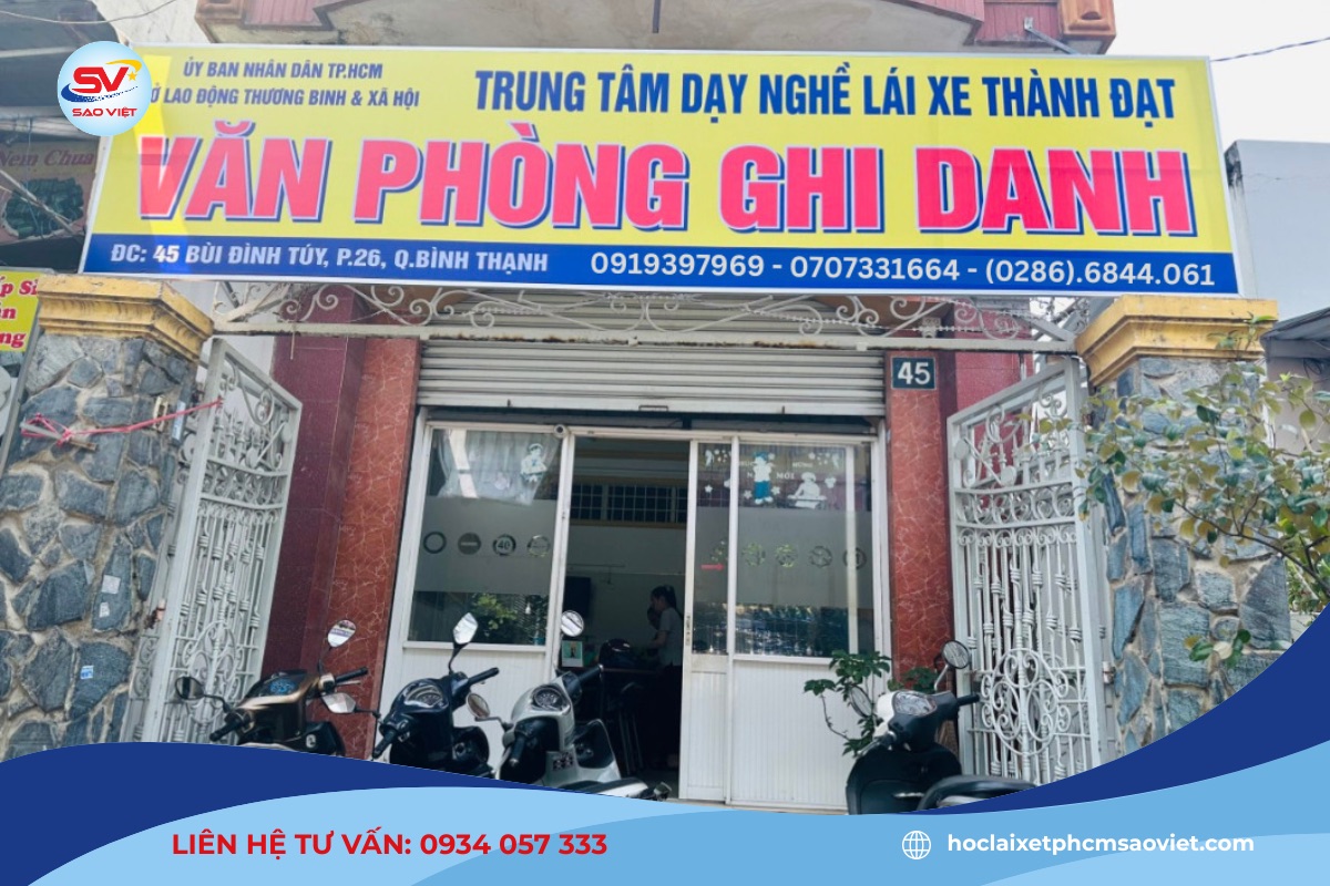Văn phòng ghi danh của trung tâm dạy nghề lái xe Thành Đạt 